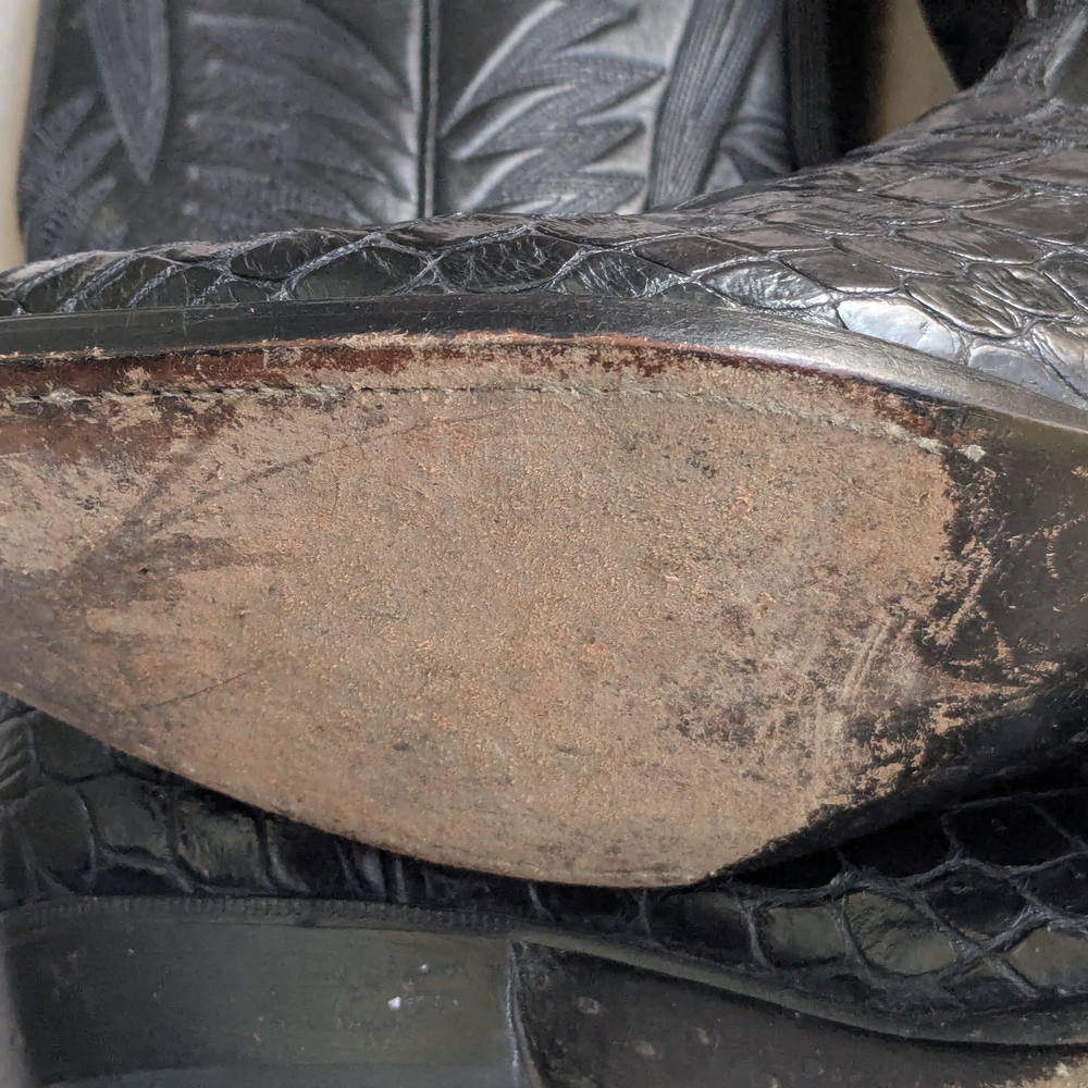 Black Leather Cowboy Boots Alligator Men 9 - Picture 14 of 14